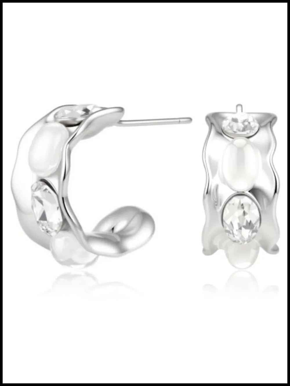 Small Chunky Hoop Earrings for Women White Gold Plated S925 Sterling Silver